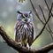 A mystical owl with antlers, perched on a moonlit tree branch in a magical woodland3, Generative AI