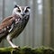 A mystical owl with antlers, perched on a moss-covered branch in a mysterious moonlit forest5, Generative AI