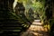 Mystical Pathway to Ancient Temple: A Tranquil Journey through Natures Grandeur