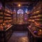 A mystical potion shop with shelves lined with bubbling, glowing concoctions made of edible ingredients2