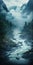 Mystical River Rapids: Detailed Fantasy Art In Norwegian Nature