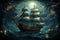 Mystical seafaring ships powered by enchanted winds - Generative AI