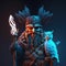 mystical shaman surrounded by glowing runes and an owl companion, with a staff digital character avatar AI generation