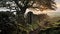 Mystical Stone Fence In English Countryside: Epic Fantasy Landscape Photo