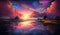 Mystical sunset over calm waters: a vibrant play of colors reflecting the beauty of nature and the Universe