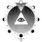 Mystical symbol: pyramid, all-seeing eye. Sacred geometry.