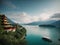 Mystical Tranquility: Panoramic Sun Moon Lake with Enigmatic Monster