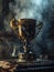 Mystical Trophy Cup Shrouded in Smoke