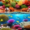 A mystical underwater scene with vibrant coral and fish swimming around5, Generative AI
