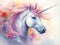 Mystical unicorn in vibrant watercolors.