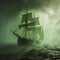 Mystical Voyage: Sailing Ship Enshrouded in Enigmatic Bermuda Fog