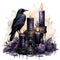 Mystical Watercolor Gothic Raven with Candles AI Generated