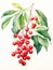 Mystical Watercolor Mistletoe Leaves and Berries AI Generated