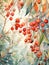 Mystical Watercolor Mistletoe Leaves and Berries AI Generated