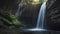 Mystical waterfall in a hidden cave.