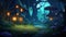 mystical witch\\\'s cottage nestled deep in the forest, halloween background, 2d cartoon illustration, generative ai