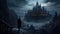 Mystical Wizardry A Captivating Image of a Dark Fantasy Wizard in Proximity to an Enigmatic Castle in Ultra High Quality