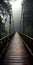 Mystical Wood Bridge In Foggy Forest - 8k Resolution Image