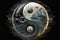 Mystical Yin and Yang Chinese Symbol with Magical Elements