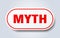 myth sign. rounded isolated button. white sticker