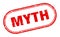Myth stamp. rounded grunge textured sign. Label