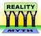 Myth Versus Reality Sign Showing False Mythology Vs Real Life - 3d Illustration