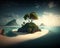 Mythic Haven: Fantasy Island Oasis Illustration