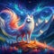 A mythical animal of fox from a breathtaking mountain, spring night, twinkling stars, digital painting art, beautiful, cute