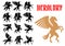 Mythical animals heraldic icons, emblems