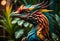 Mythical and Colorful Exotic Lorikeet dragon bird, a Rare Avian Creature