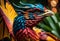 Mythical and Colorful Exotic Lorikeet dragon bird, a Rare Avian Creature