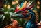 Mythical and Colorful Exotic Lorikeet dragon bird, a Rare Avian Creature