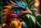 Mythical and Colorful Exotic Lorikeet dragon bird, a Rare Avian Creature