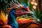 Mythical and Colorful Exotic Lorikeet dragon bird, a Rare Avian Creature