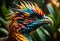 Mythical and Colorful Exotic Lorikeet dragon bird, a Rare Avian Creature