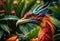 Mythical and Colorful Exotic Lorikeet dragon bird, a Rare Avian Creature