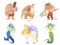 Mythical creatures. Flying lion cyclop minotaur pegasus griffin centaur vector cartoon characters