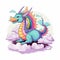 Mythical dragons on cloud collection. Colorful baby dragon cartoon with clouds. Colorful dragons sitting on clouds set design for