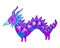 Mythical fantasy colorful Dragon,blue purple color, isolated in white