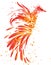 Mythical fire bird on white background