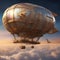 A mythical flying creature brought to life in the form of a majestic airship