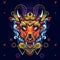 Mythical Forest Cow Sacred Geometry is an Illustration of a mythical Forest Cow with a spooky yet artistic look. With beautiful