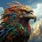 A mythical griffin totem, combining the features of a lion and an eagle by AI generated