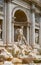 Mythical Oceanus and titan statues on Fontana di Trevi Fountain in front of Palazzo Poli Palace in Rome in Italy