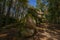 mythical stone giants and viklas and granit rockformation in Blockheide, natural reserve near Gmund, Austria