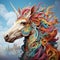 A mythical unicorn totem, with a gleaming horn and majestic presence by AI generated