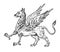 Mythological animals. Mythical antique Griffin. Ancient Birds, fantastic creatures in the old vintage style. Engraved