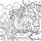 Mythological dragon, coloring page, outline illustration