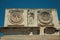 Mythological face carved in marble block at the Roman Forum in Merida