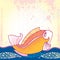 Mythological Goldfish floating on the waves. The series of mythological creatures